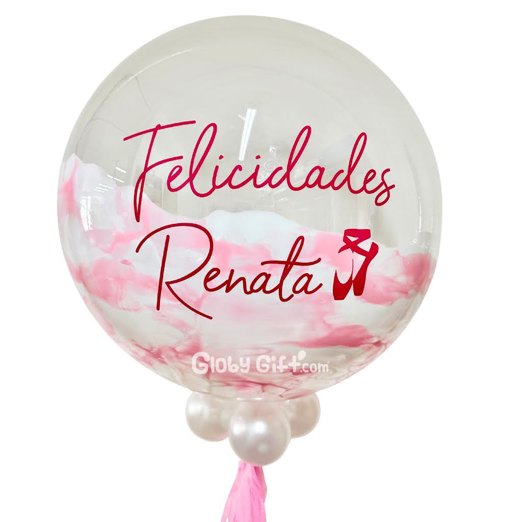 Globo bubbles burbuja con pintura personalizado con vinil ballet festival de baile servicio a domicilio en Monterrey