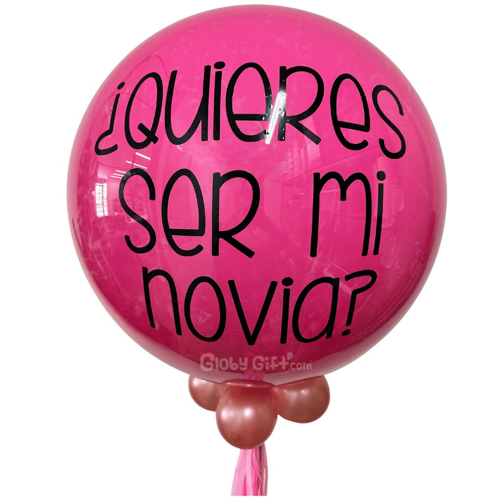 Globo bubbles burbuja con pintura personalizado con vinil quieres ser mi novia servicio a domicilio en Monterrey