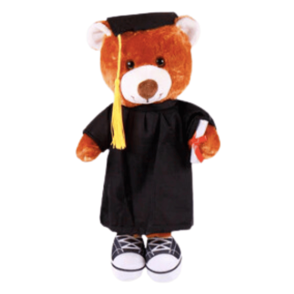 Oso graduado con tenis