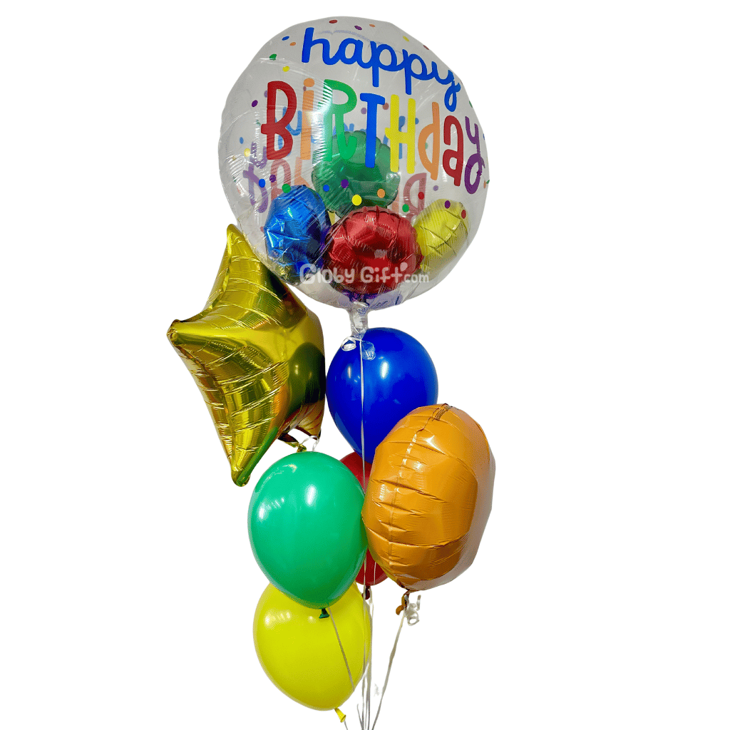 Bouquet ramillete de globos de cumpleaños. Servicio a domicilio en Monterrey.