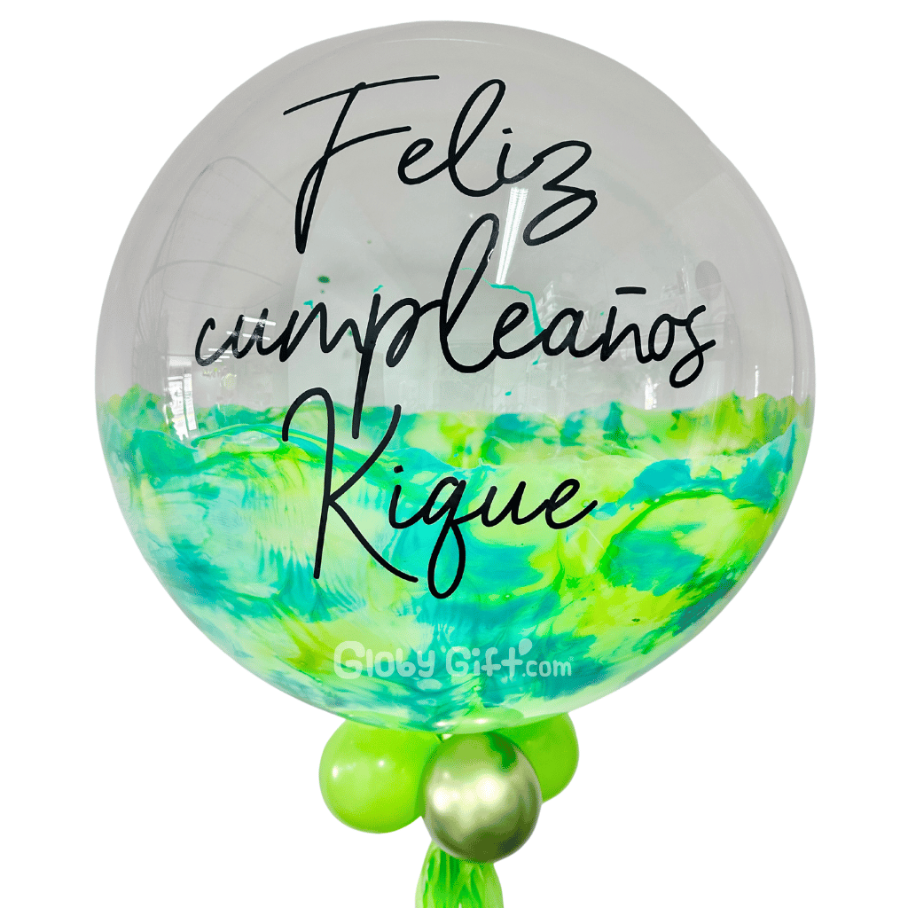 Globo bubbles burbuja con pintura personalizado con vinil servicio a domicilio en Monterrey