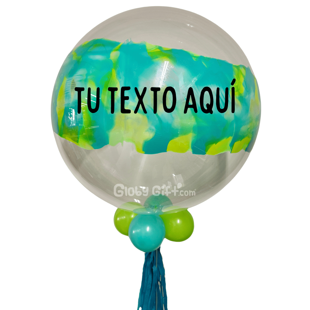 Globo bubbles burbuja cumpleaños con pintura personalizado con vinil servicio a domicilio en Monterrey