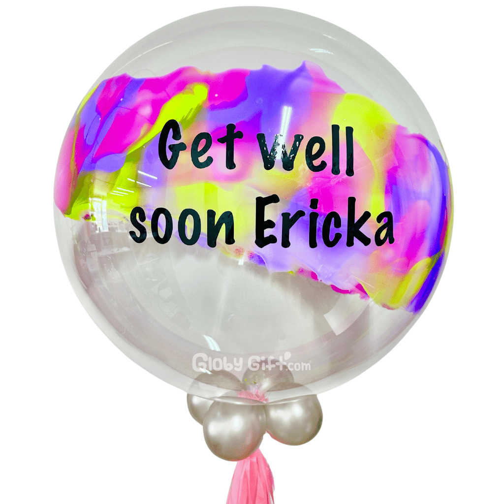 Globo bubbles burbuja con pintura personalizado con vinil servicio a domicilio en Monterrey