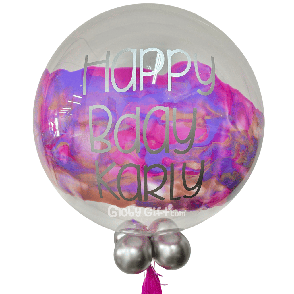 Globo bubbles burbuja con pintura personalizado con vinil servicio a domicilio en Monterrey