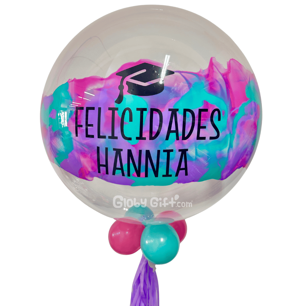 Globo burbuja personalizado graduación. Servicio a domicilio en Monterrey.