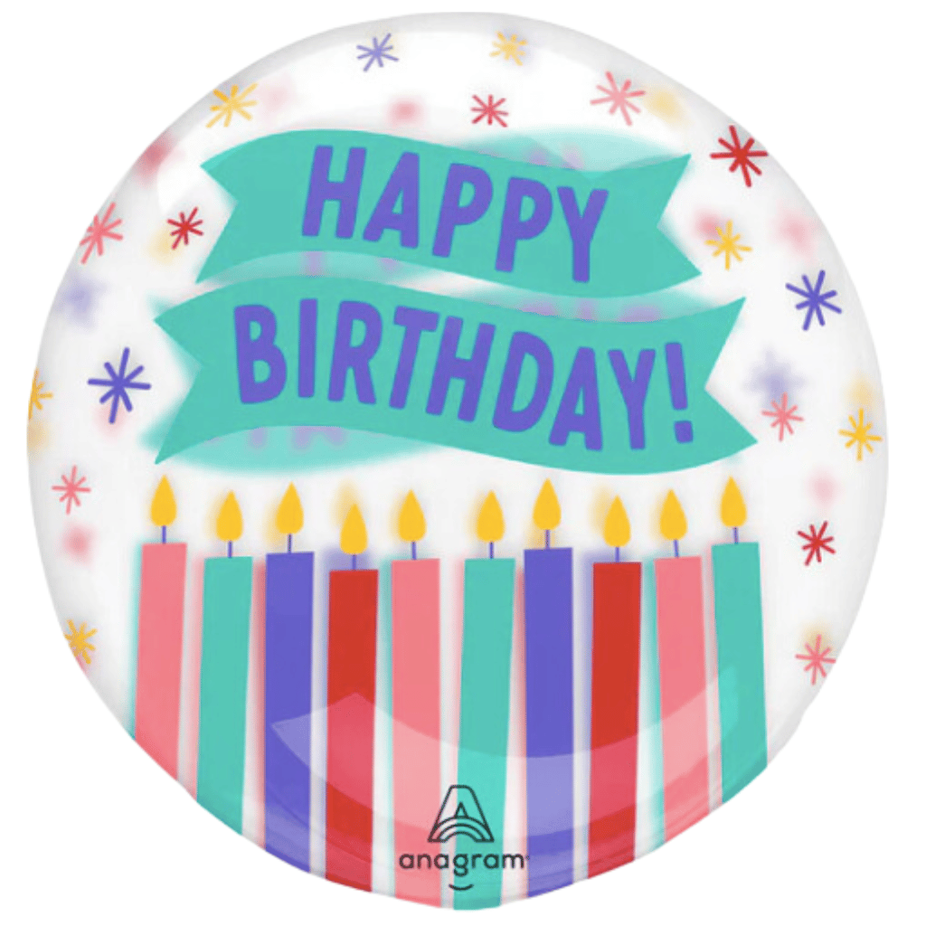 Globo burbuja 18" happy birthday candles