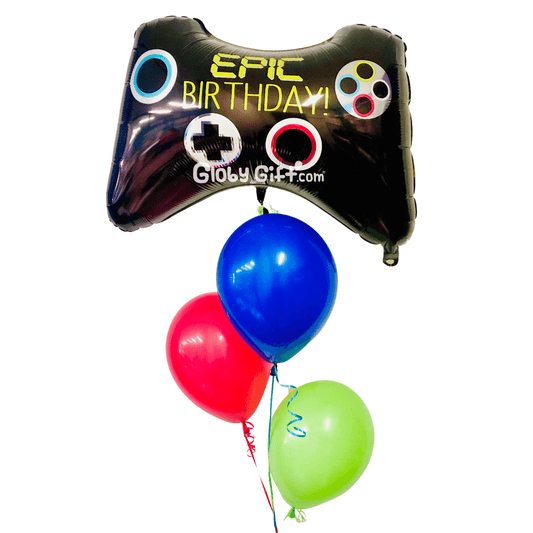 Globo metálico grande de cumpleaños control de video juego gamer xbox playstation nintendo. Servicio a domicilio en Monterrey.
