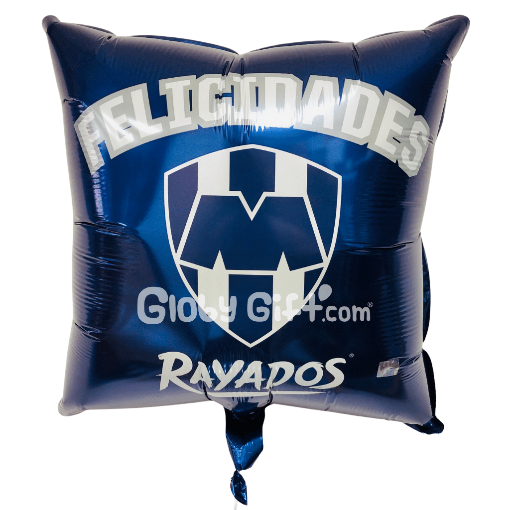 Bouquet arreglo ramillete globos Rayados club de futbol Monterrey. Envío a domicilio en Monterrey.