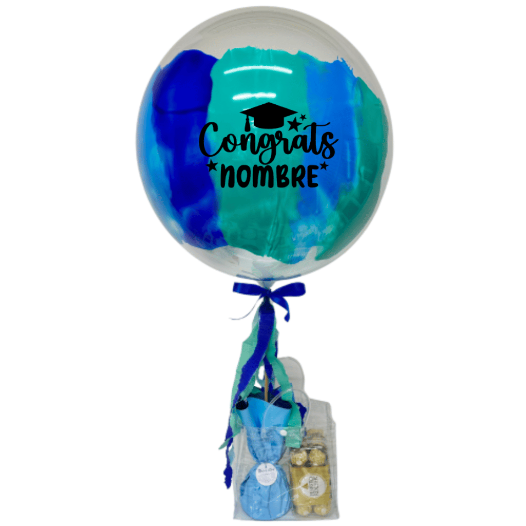 Globo burbuja personalizado de graduación con dulces. Servicio a domicilio en Monterrey. 