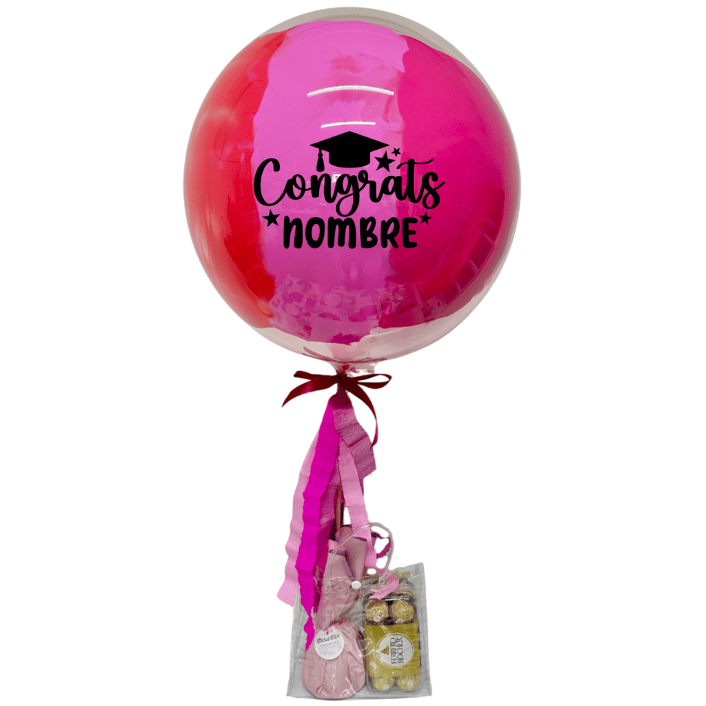 Globo burbuja personalizado de graduación con dulces. Servicio a domicilio en Monterrey. 
