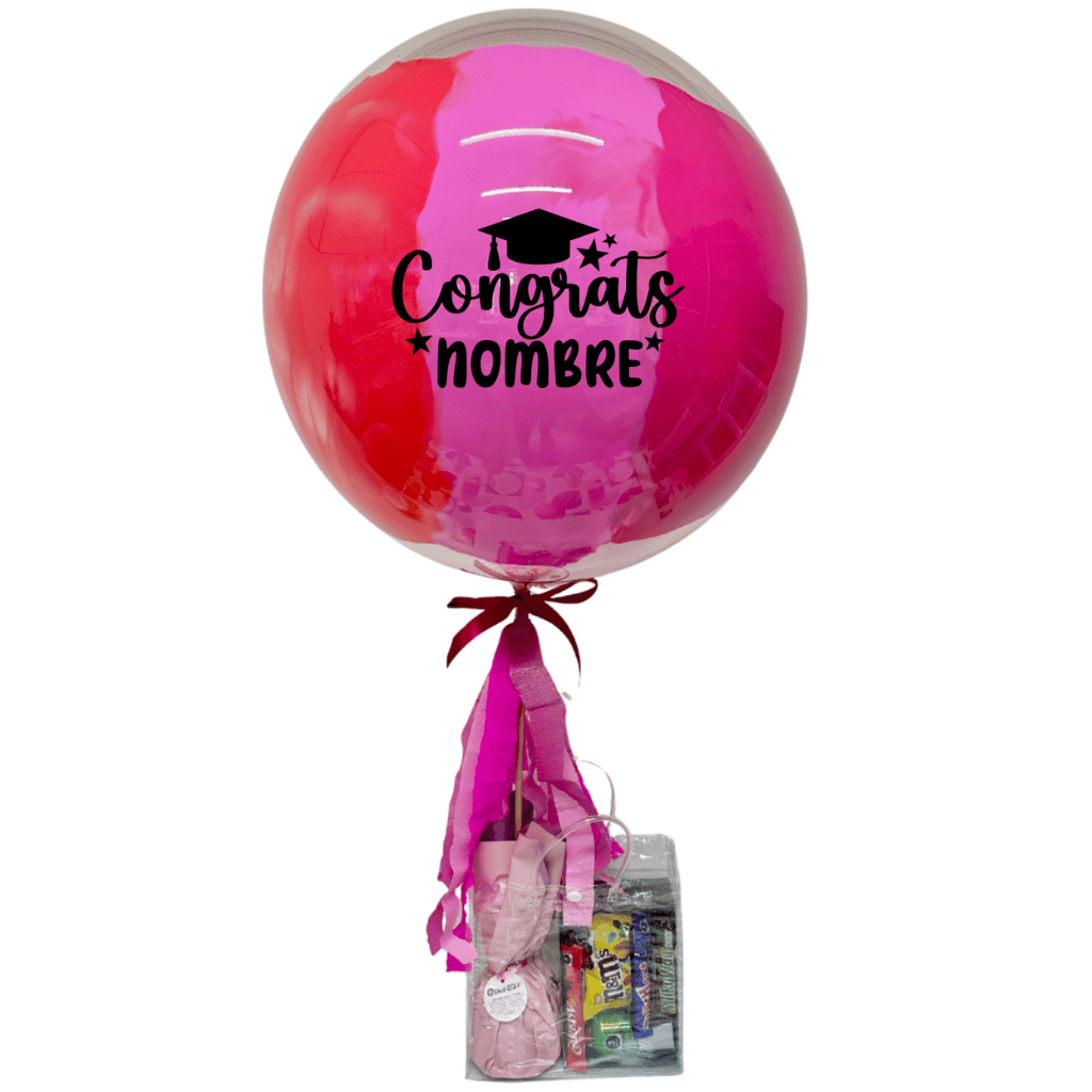 Globo burbuja personalizado de graduación con dulces. Servicio a domicilio en Monterrey. 