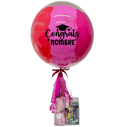 Globo burbuja personalizado de graduación con dulces. Servicio a domicilio en Monterrey. 