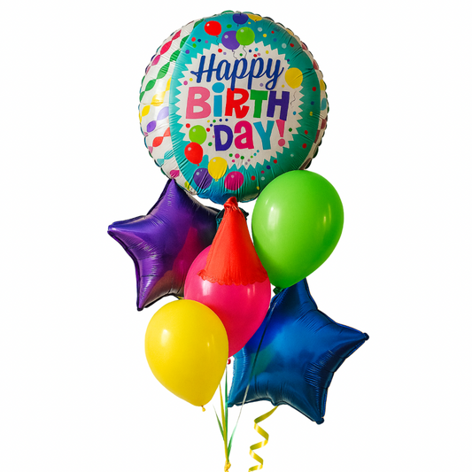 Birthday streamer burst standard bouquet