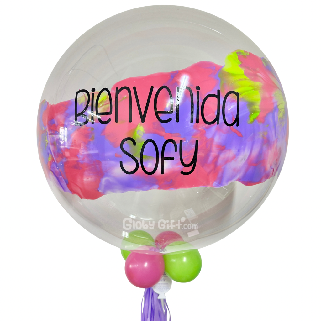 Globo bubbles burbuja con pintura personalizado con vinil servicio a domicilio en Monterrey
