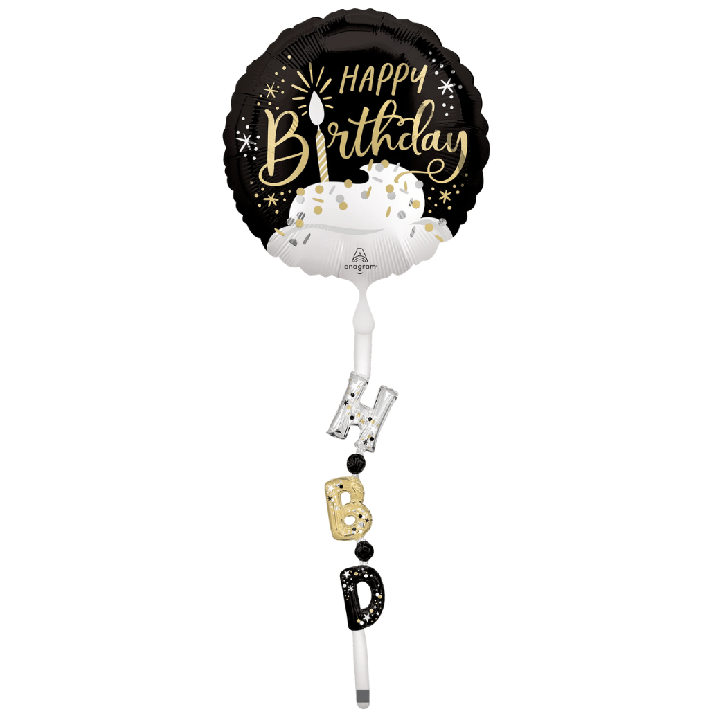 Globo Airwalker satin black silver gold birthday