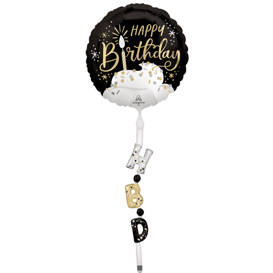 Globo Airwalker satin black silver gold birthday