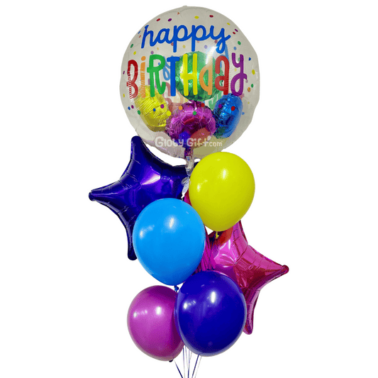 Bouquet ramillete de globos de cumpleaños. Servicio a domicilio en Monterrey. 