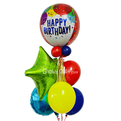 Ramillete bouquet de globos de cumpleaños. Servicio a domicilio en Monterrey.