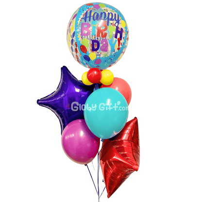 Ramillete bouquet de globos de cumpleaños. Servicio a domicilio en Monterrey.