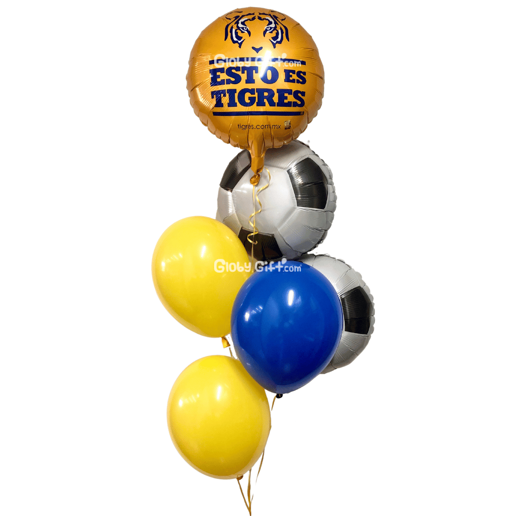 Ramillete de globos con helio de Tigres UANL futbol Tigres Club Tigres Universidad Autónoma de Nuevo León UANL