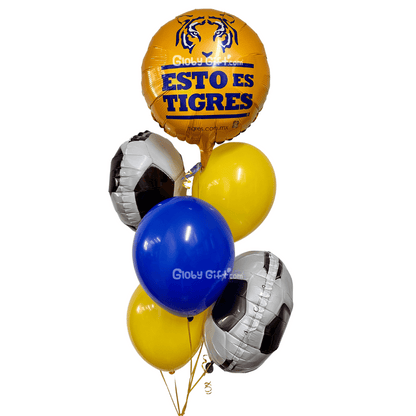 Ramillete de globos con helio de Tigres UANL futbol Tigres Club Tigres Universidad Autónoma de Nuevo León UANL