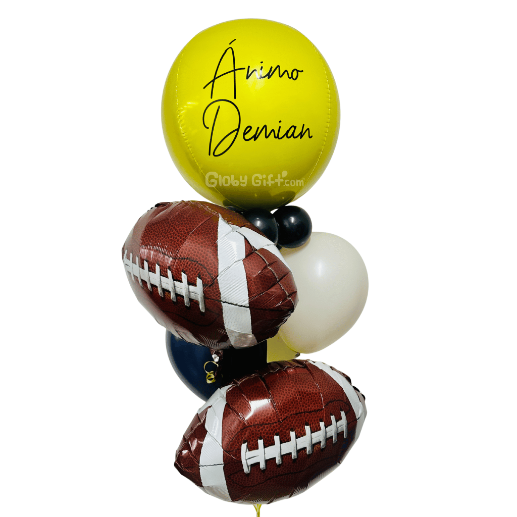 Bouquet ramillete arreglo de globos futbol americano NFL globo personalizado. Servicio a domicilio en Monterrey.
