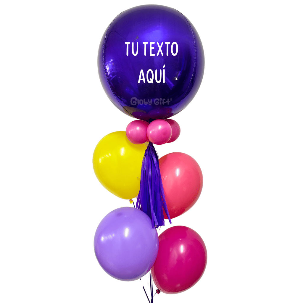 Bouquet ramillete arreglo de globos personalizado orbz esfera. Servicio a domicilio en Monterrey.