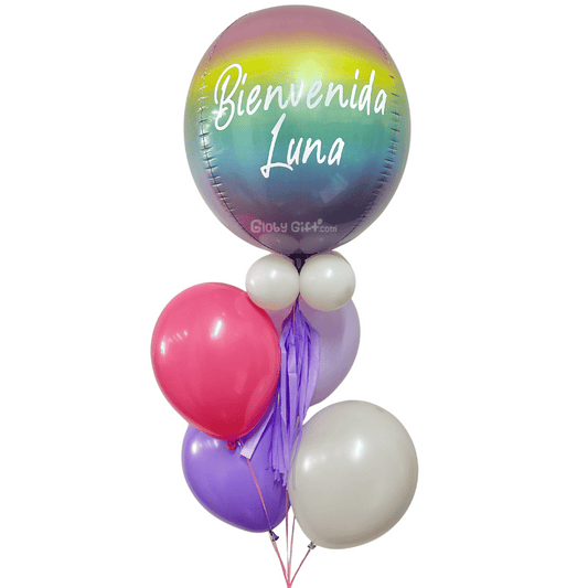 Bouquet ramillete de globo orbz esfera personalizado. Servicio a domicilio en Monterrey. 