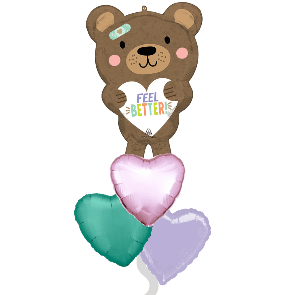 Arreglo de globos bouquet ramillete para hospital recupérate pronto alíviate pronto que te mejores. Servicio a domicilio en Monterrey.