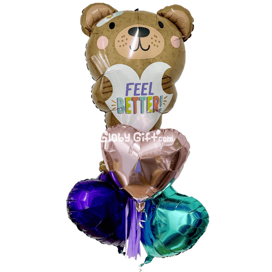 Arreglo de globos bouquet ramillete para hospital recupérate pronto alíviate pronto que te mejores. Servicio a domicilio en Monterrey.