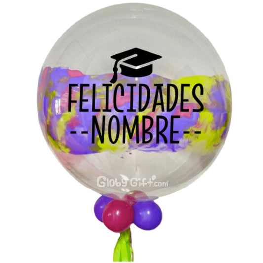 Globo burbuja personalizado graduación. Servicio a domicilio en Monterrey.