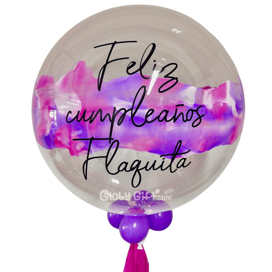 Globo bubbles burbuja con pintura personalizado con vinil servicio a domicilio en Monterrey