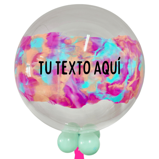 Globo burbuja pintura personalizado con helio. Servicio a domicilio en Monterrey.
