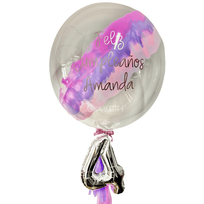 Bouquet ramillete arreglo de globos burbuja personalizado con números. Servicio a domicilio en Monterrey.
