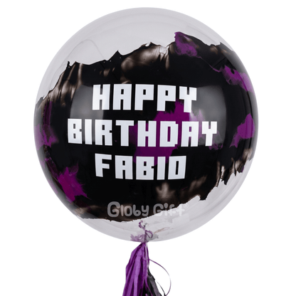 Globo burbuja personalizado Minecraft Enderman. Servico a domiclio en Monterrey.