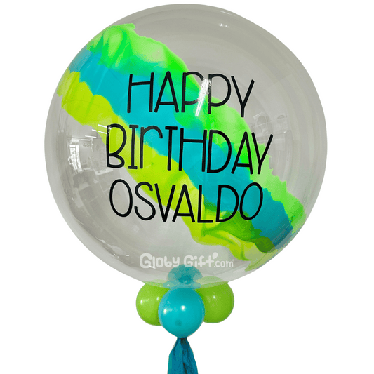 Globo bubbles burbuja con pintura personalizado con vinil servicio a domicilio en Monterrey