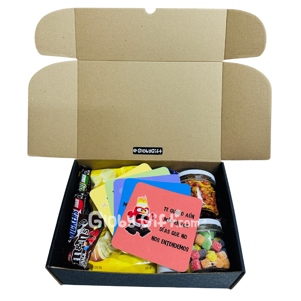 Giftbox caja de regalo de las emociones intensamente inside out. Con dulces y botanas. Servicio a domicilio en Monterrey.