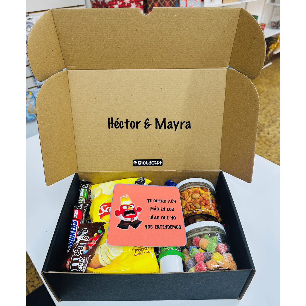 Giftbox caja de regalo de las emociones intensamente inside out. Con dulces y botanas. Servicio a domicilio en Monterrey.