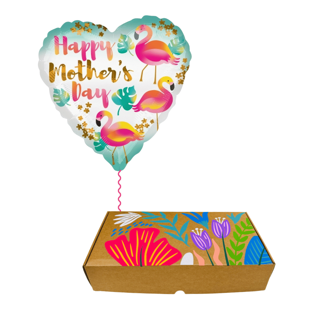 Giftbox caja con dulces botanas mascarillas faciales con globo para mamá abuela abuelita día de las madres 10 de mayo. Servicio a domicilio en Monterrey.