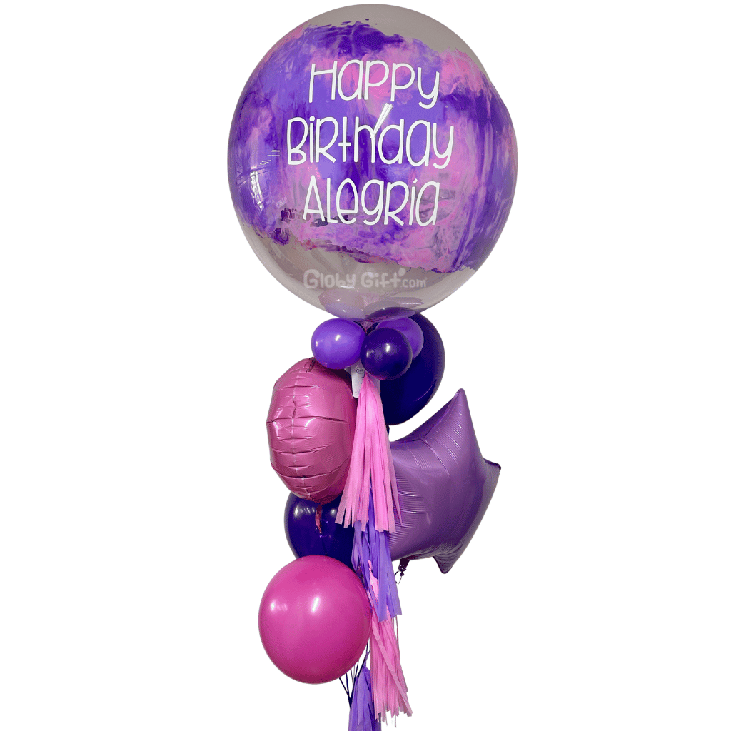 Bouquet ramillete de globos burbuja personalizado. Servicio a domicilio en Monterrey.