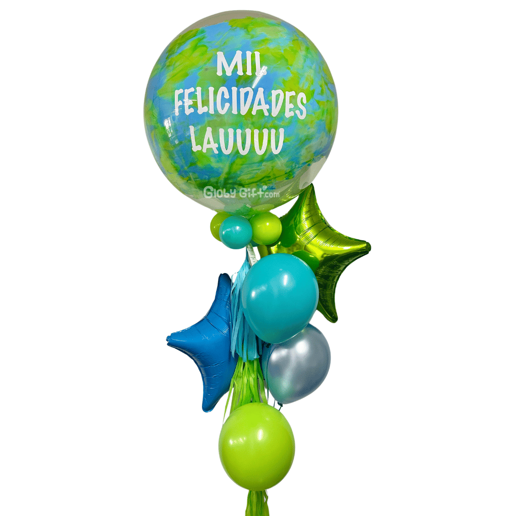 Bouquet ramillete de globos burbuja personalizado. Servicio a domicilio en Monterrey.