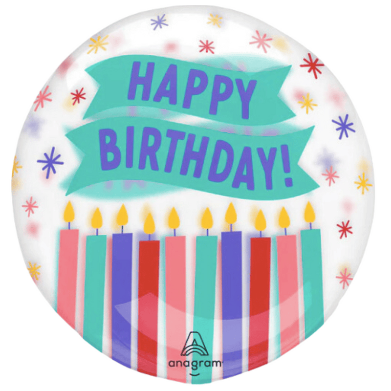 Globo burbuja 18" happy birthday candles