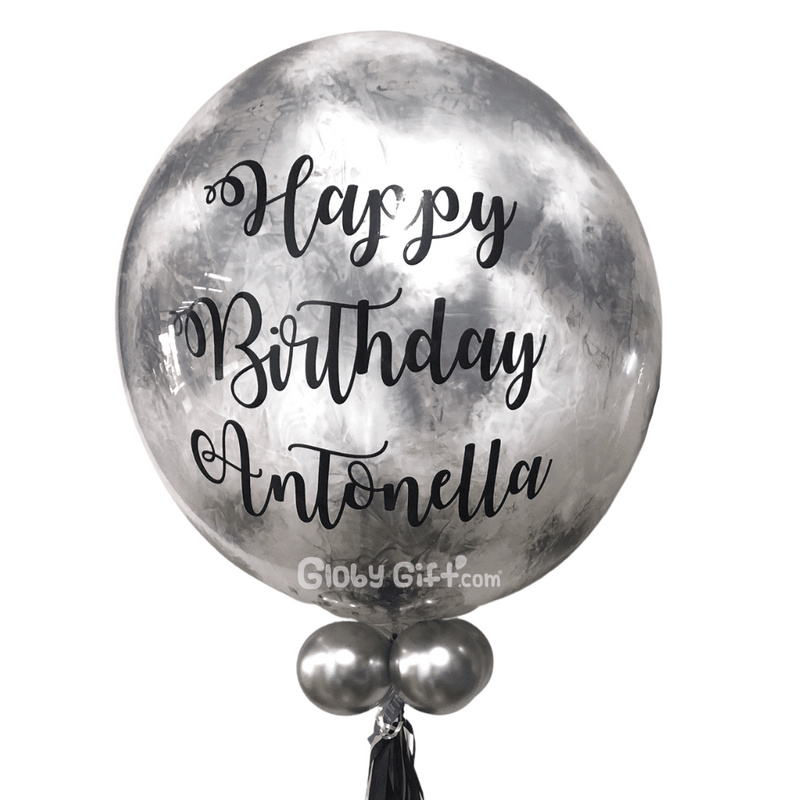 Globo bubbles burbuja con pintura personalizado con vinil servicio a domicilio en Monterrey