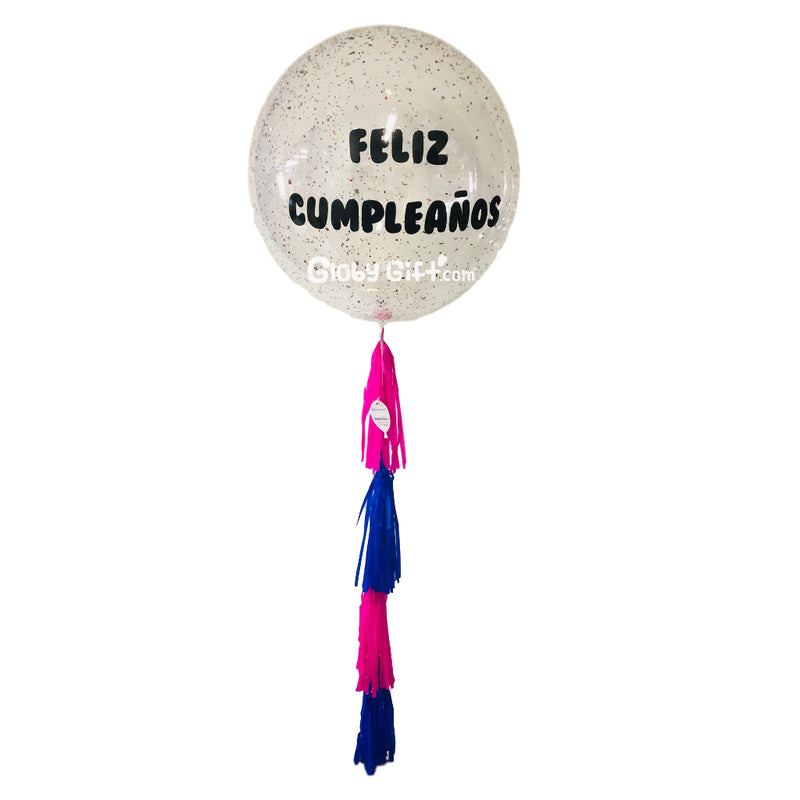 Globo bubbles burbuja con confeti personalizado con vinil servicio a domicilio en Monterrey