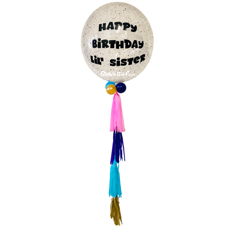 Globo bubbles burbuja con confeti personalizado con vinil servicio a domicilio en Monterrey