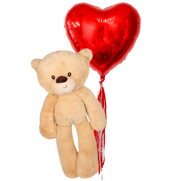 Globo corazón y oso de peluche san valentín 14 de febrero día del amor y de la amistad. Servicio a domicilio en Monterrey. 