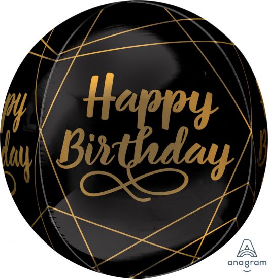 Globo metálico orbz esfera de cumpleaños negro elegante. Servicio a domicilio en Monterrey. 