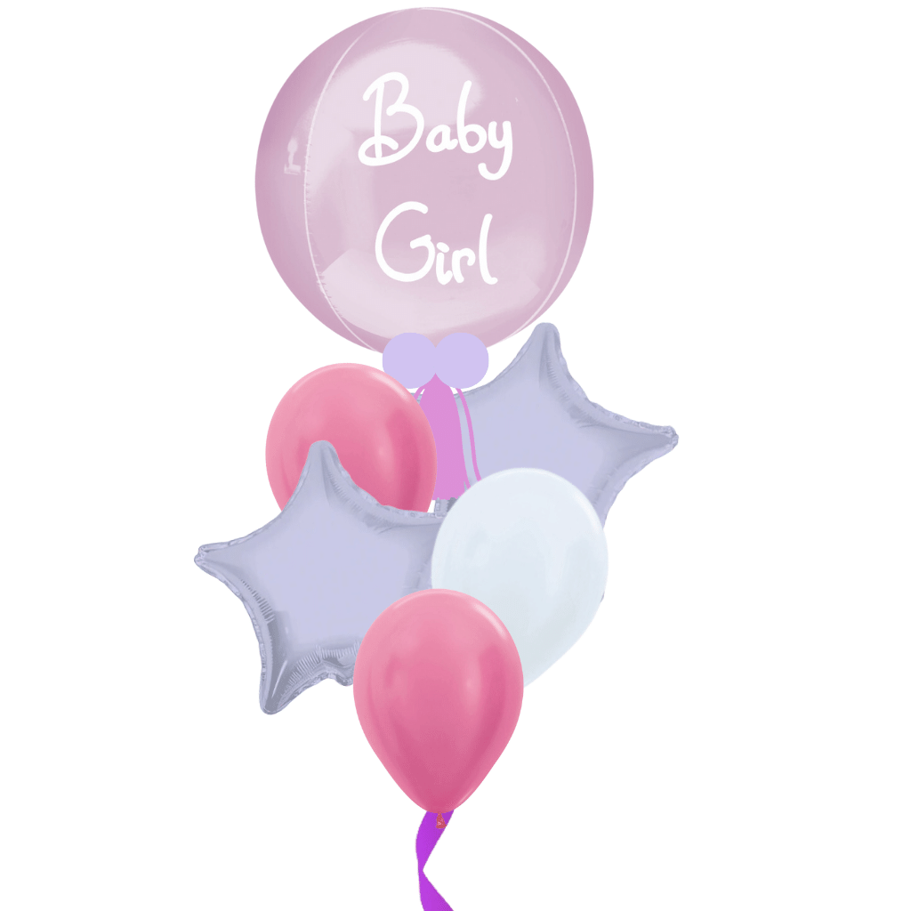 Bouquet Primer año Baby Girl + 4 globos - Globofiesta