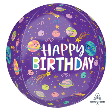 Globo metálico orbz esfera de cumpleaños planetas galaxia espacio. Servicio a domicilio en Monterrey. 