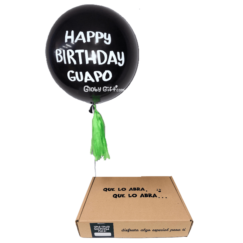 Giftbox caja con botanas y cerveza  con globo personalizado. Servicio a domicilio en Monterrey. 